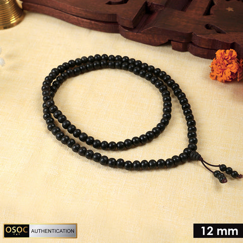 100% Original & Govt. Certified 12 MM Karungali Mala with Sumeru Bead