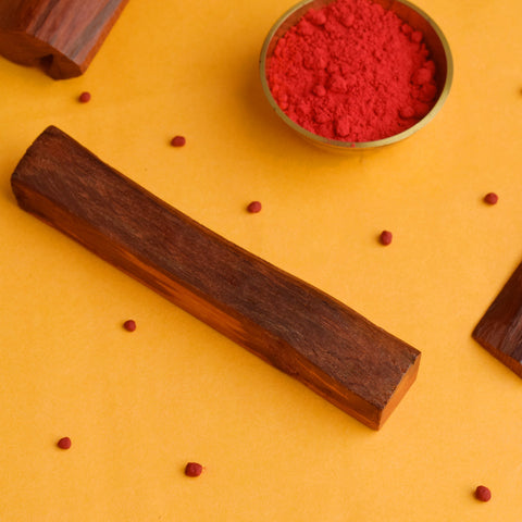 100% Pure Original Natural Red Sandalwood (Rakta Chandan) Stick, a high-quality red sandalwood stick used for sacred rituals, spiritual practices, and traditional Ayurvedic applications. 
India’s Largest Pooja Accessories Brand – www.satvikstore.in 