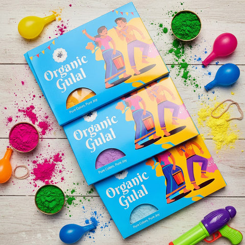 Kreations Organic Gulal Holi Colors set of 3 (Blue Pack)
