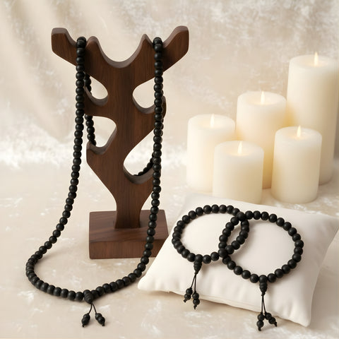 100% Original & Govt. Certified 8mm Karungali Mala with Sumeru Bead