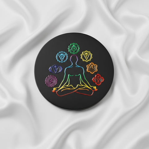 7 Chakra Black Obsidian Plate