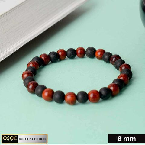 Govt. Certified 8mm Red Sandalwood and Karungali Bracelet