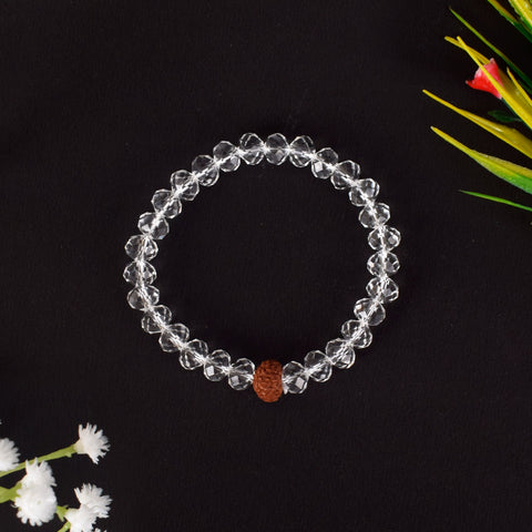 9 Mukhi Rudraksha Bracelet with Sphatik Crystal Beads for Protection and Energy. India’s Largest Pooja Accessories Brand - www.satvikstore.in
