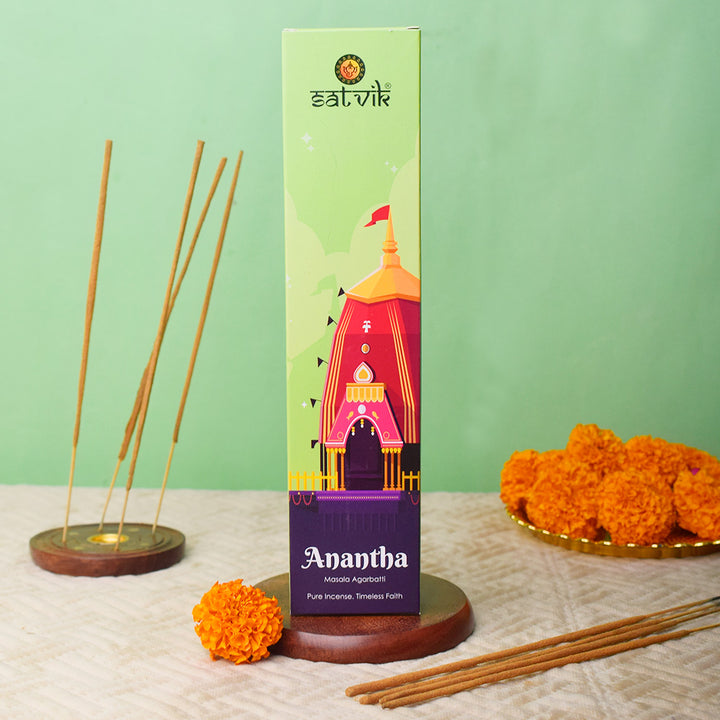 Anantha Pure Masala Incense Sticks pack for meditation, prayer, and soothing aroma. India’s Largest Pooja Accessories Brand - www.satvikstore.in