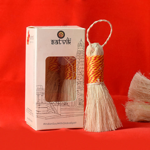 Auspicious Temple Banana Broom (Small) is used for temple rituals and cleaning, symbolizing purity and spiritual cleansing, enhancing the sacred atmosphere during pooja ceremonies – India’s Largest Pooja Accessories Brand – www.satvikstore.in