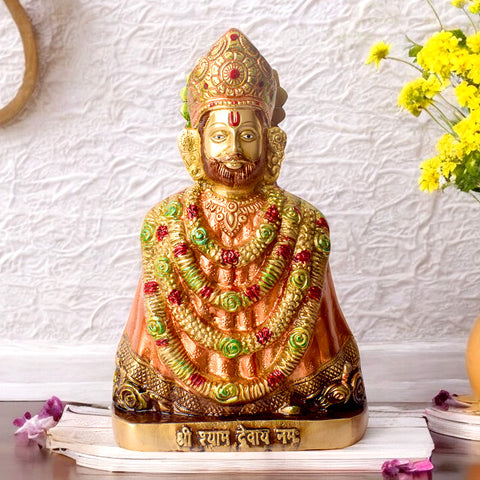 Lord Khatushyam, Khatu Shyam, lord Khatyshyam, known for Blessing Good Health and Wealth, The Idol Is made from Premium Quality brass material for long lasting use. Handmade product from the Artisanship of India's Craftsman with Using Modern Style.