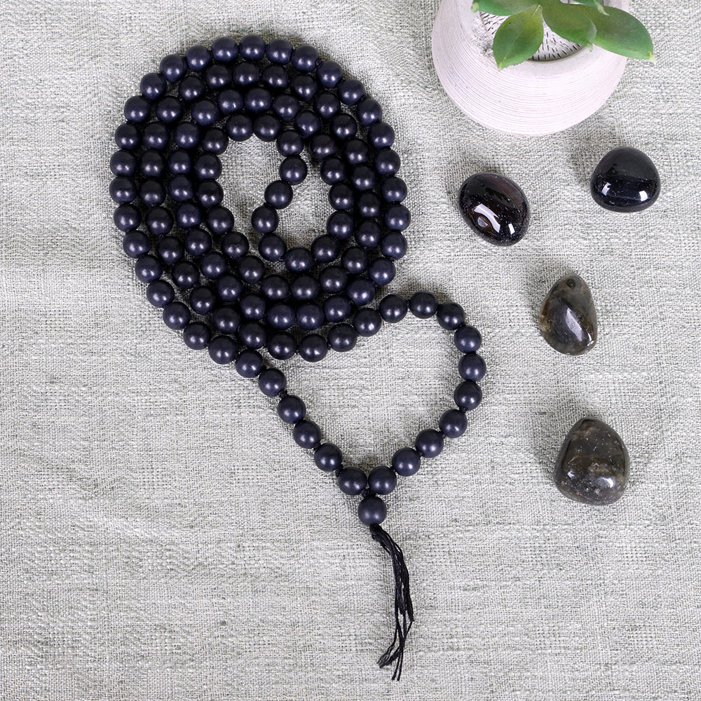 Black Hakik Jap Mala with Natural Tourmaline Beads for Protection and Healing. India’s Largest Pooja Accessories Brand – www.satvikstore.in
