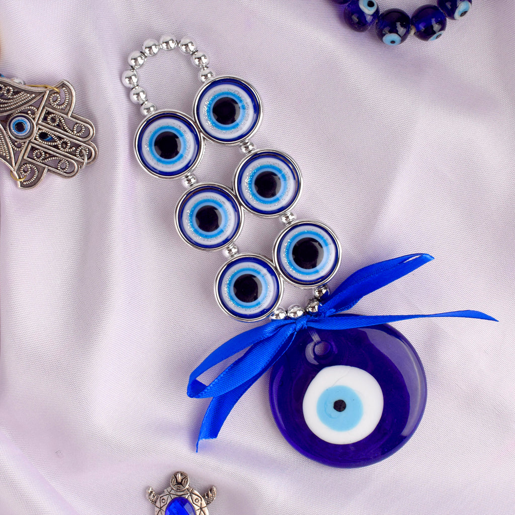 Blue Three-Turtle Evil Eye Hanging for car, door, or office – spiritual protection decor. India’s Largest Pooja Accessories Brand – www.satvikstore.in