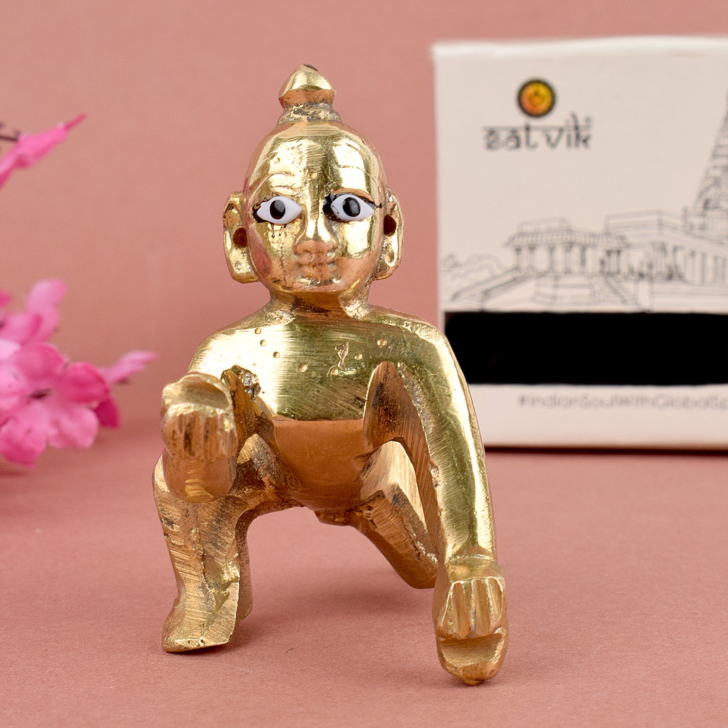Brass Laddu Gopal Idol – Intricately crafted Bal Krishna statue in pure brass for temple and home puja décorIndia’s Largest Pooja Accessories Brand – www.satvikstore.in