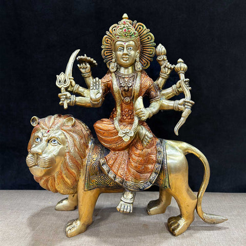 Brass Idol of Sherawali Mata Statue Stunning Sherawali Mata Statue – Divine Brass Idol of Goddess Durga, Symbolizing Strength & Protection, Perfect for Home, Temple, and Festive Decor. India's Largest Puja Accessories Brand - Satvik