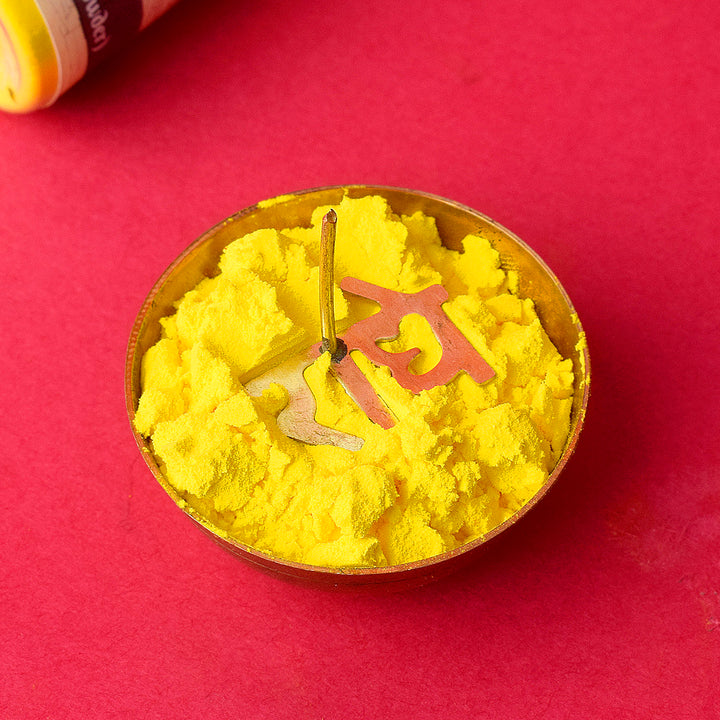 Yellow Saffron Chandan Tika Powder for Pooja Online | Shop From www.satvikstore.in