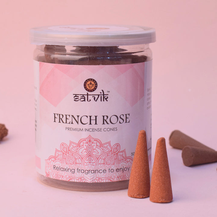 Incense Cone (French Rose) Puja Store Online Pooja Items Online Puja Samagri Pooja Store near me www.satvikstore.in