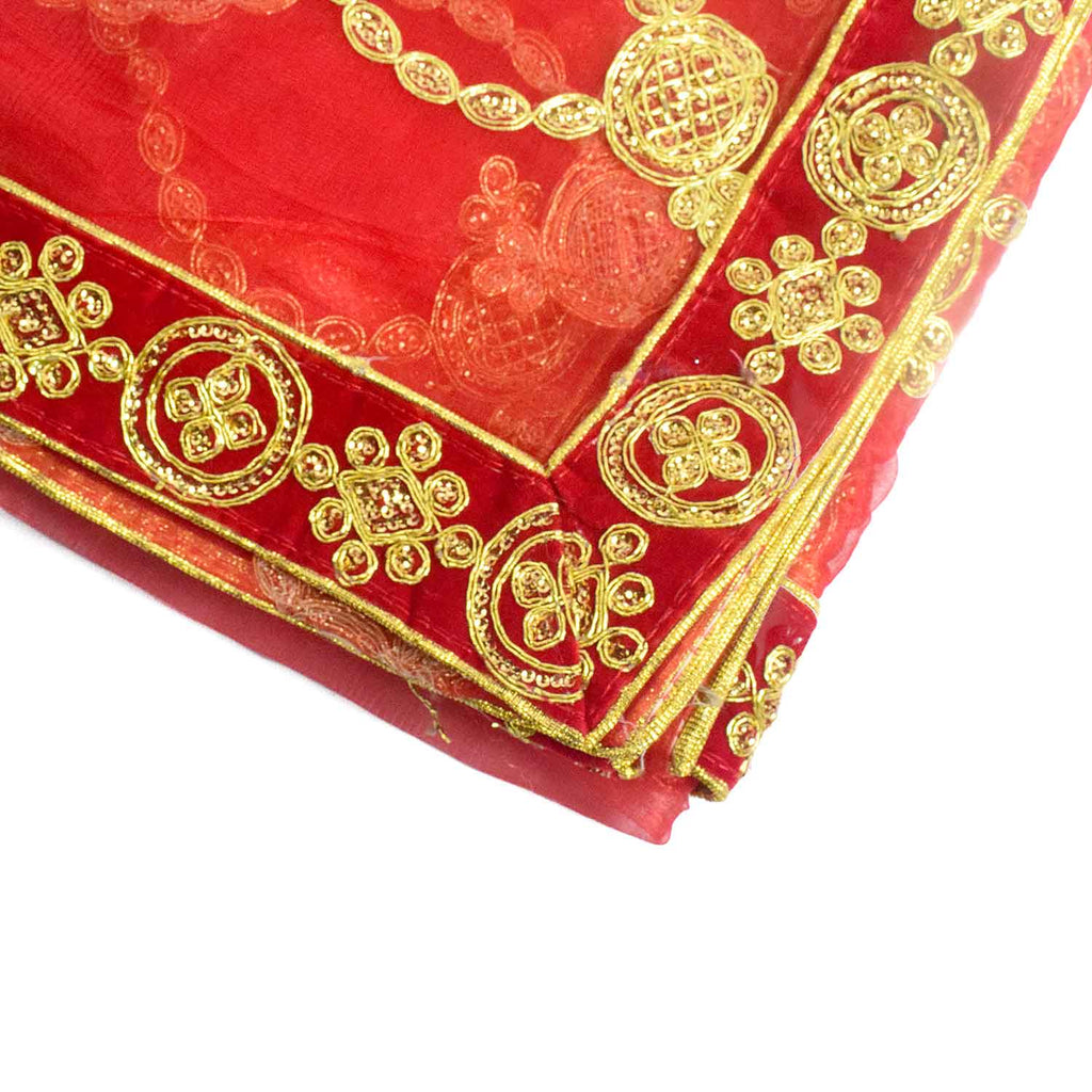 Enhance your puja rituals with this beautiful Mata Ki Chunri, featuring delicate golden embroidery. Measuring 210 cm (83 inches) in length and 100 cm (39 inches) in height, this Chunri is ideal for Navratri, Durga Puja, temple decor, and other religious ceremonies. The intricate design and fine fabric make it a meaningful addition to your devotional offerings.

🛍️ Discover authentic religious accessories at Satvik Store for all your puja and festive needs. 🌸🙏