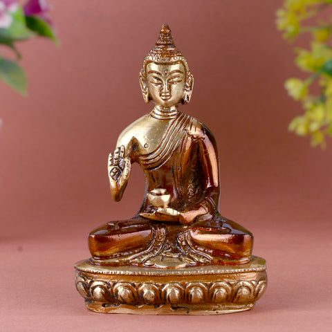 2.3 Inch delicate brass Buddha idol, symbolizing peace and mindfulness, ideal for home décor, meditation spaces, or spiritual gifting. No.1 Brass Idol Store www.satvikstore.in 

