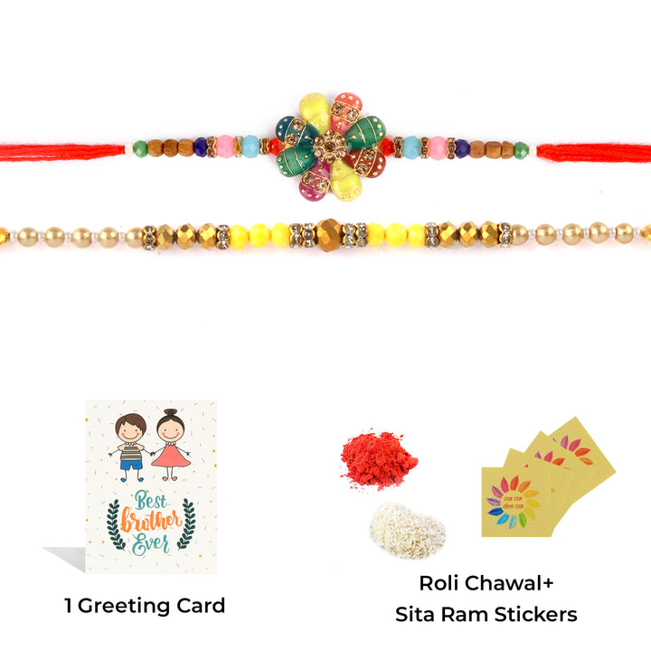 Browse our exclusive collection of Rakhi online 2023. Choose a stunning Rakhi set of 2 for your beloved brother, bhaiya, or bhai. Discover designer Rakhi and beautiful Rakhi options. Send Rakhi and Rakhi combos abroad with ease. Explore Indian Rakhi and find the perfect Rakhi gift at SatvikStore.in."