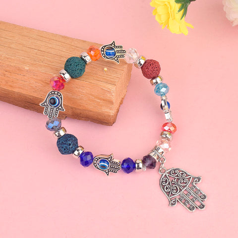 Evil Eye Multicolor Bracelet with Hamza Hand for Girls and Women, offering protection against negativity and adding style to any outfit. India’s Largest Pooja Accessories Brand – www.satvikstore.in