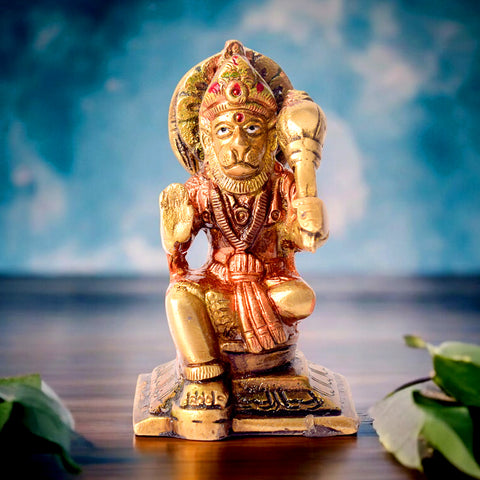 3.1 Inch Exquisite Pure Brass Hanuman Idol – Handcrafted Bajrangbali Statue for Pooja, Car Dashboard, and Home Decor.  No.1 Brass Idol Store www.satvikstore.in 