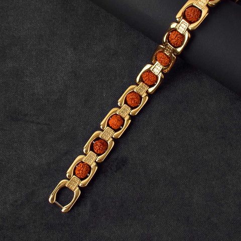 Gold Plated Rudraksha Bracelet – Premium PVD Finish