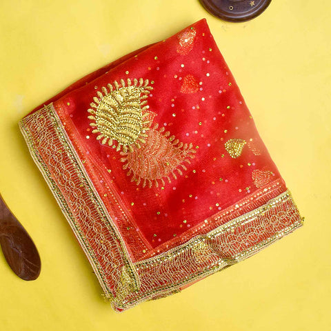 Enhance your puja altar with this exquisite Pink Chunri, adorned with golden motif embroidery for a divine and elegant look. Measuring 194 cm (76 inches) in length and 118 cm (46 inches) in height, this cloth is perfect for Devi puja, religious ceremonies, and festive rituals.

🛍️ Shop now at Satvik Store for authentic spiritual and religious products. 🌸🙏