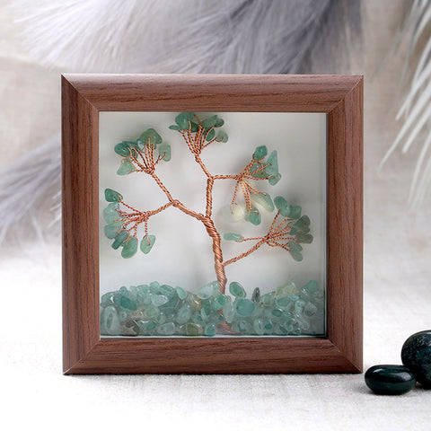 Green aventurine healing stone tree frame for luck and prosperity. India’s Largest Puja Accessories Brand- www.satvikstore.in