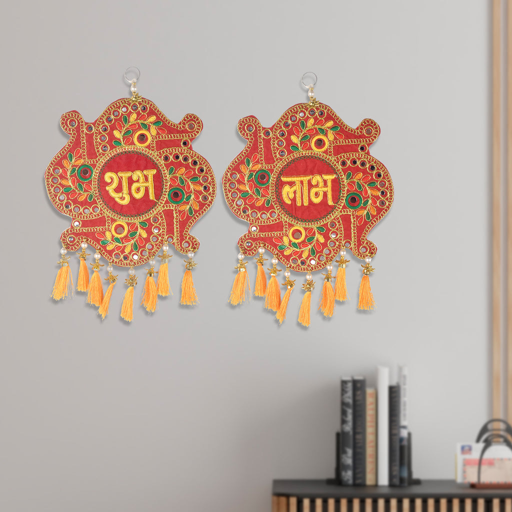 Handcrafted Shubh Labh Wall Hanging with Colorful Tassels for Auspicious Festive Home Decor. India’s Largest Pooja Accessories Brand – www.satvikstore.in