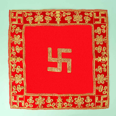 Heavy Design Velvet Aasan 16x16 Inch Pack of 4 with Golden Lace Border. India’s Largest Pooja Accessories Brand - www.satvikstore.in