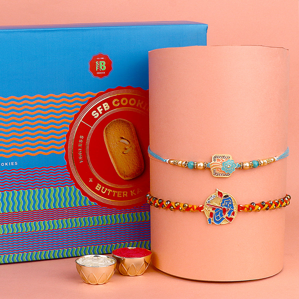 Image of a beautifully designed Rakhi with sweets, the perfect combination of tradition and sweetness for Raksha Bandhan celebration. Shop now at SatvikStore.in. #Rakhi #RakhiOnline #SendRakhi #DesignerRakhi #BeautifulRakhi #LatestRakhi #NewRakhi #ModernRakhi"