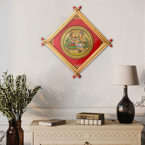 Medium Adivasi Photo Frame with traditional Indian tribal artwork in wooden frame. India’s Largest Brass Idols Brand - www.satvikstore.in