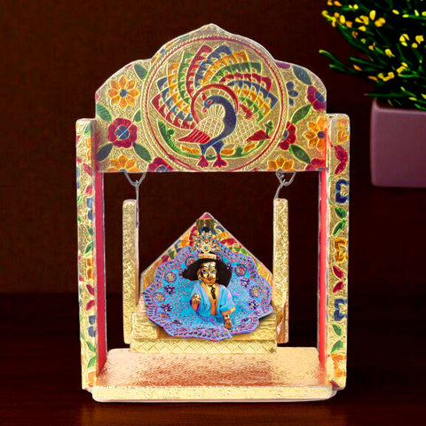 Meenakari Peacock Jhula for Laddu Gopal – Small Size with traditional enamel work – India’s Largest Pooja Accessories Brand – www.satvikstore.in