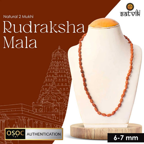 Original 2 Mukhi Rudraksha Mala – 108 Beads for Relationship Harmony, Love & Emotional Balance. India’s Largest Pooja Accessories Brand - www.satvikstore.in 