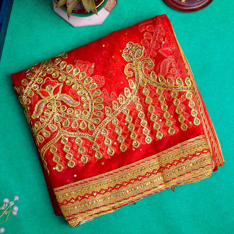 Enhance your puja ceremonies with this exquisite Pink Chunri featuring intricate golden embroidery. Measuring 188 cm (74 inches) in length and 108 cm (43 inches) in height, this elegant cloth is ideal for Devi puja, temple offerings, and altar decorations.

🛍️ Shop now at Satvik Store for authentic spiritual and religious products. 🌸🙏