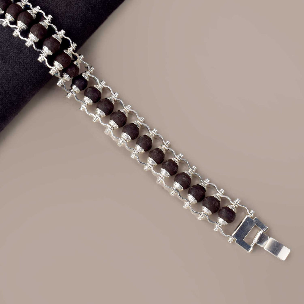 Silver Plated Karungali Bracelet with Premium PVD Coating – Spiritual Ebony Wood Wristwear for Protection and Style from Satvikstore.in India’s Largest Pooja Accessories Brand - www.satvikstore.in Govt Lab Certified 100% Original Karungali Wood mala online. Black Ebony wood karungali Malai online | satvikstore.in. Best selling and No 1 Karungali mala
