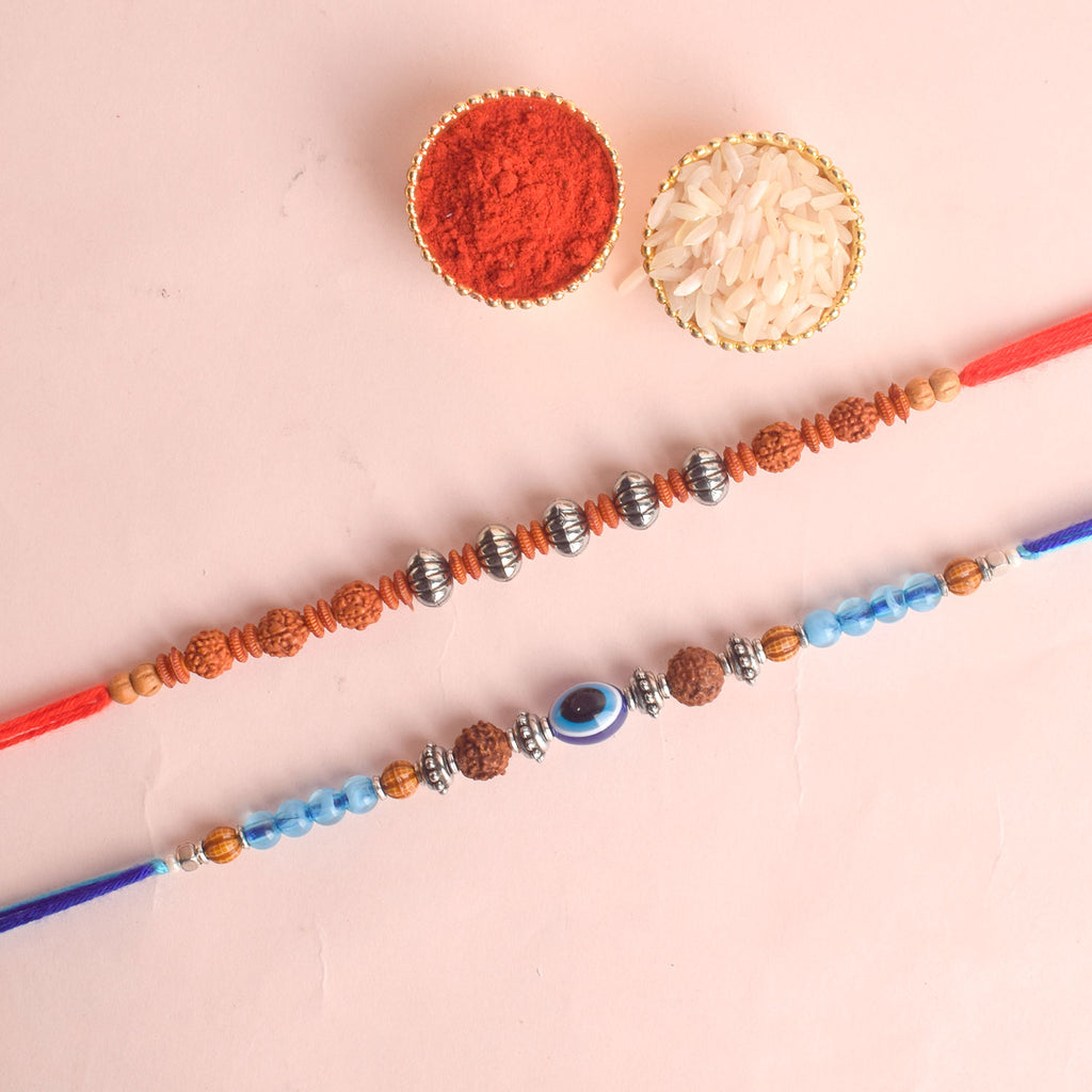 Set of 2 Traditional Rakhis for Brothers with Roli Chawal and Ram Sita Stickers – Raksha Bandhan Gift Pack. India’s Largest Pooja Accessories Brand - www.satvikstore.in