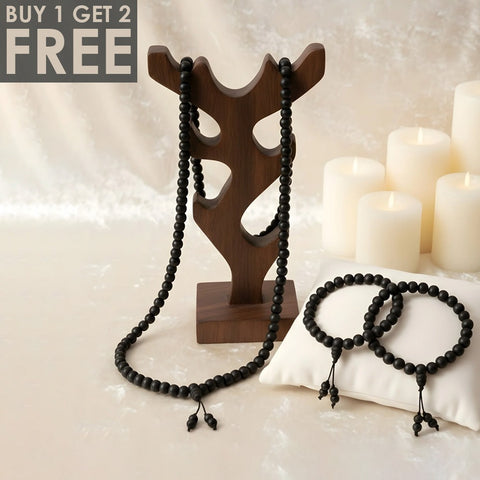 100% Original & Govt. Certified 8mm Karungali Mala with Sumeru Bead