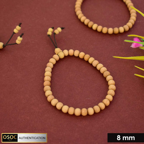 100% Original 8mm White Chandan Bracelet for Peace & Inner Calm