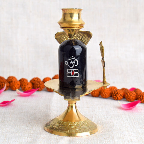 Elegant 4.5 Inch Brass Shivling Idol crafted with devotion, symbolizing Lord Shiva’s divine energy. Perfect for pooja, meditation, and enhancing spiritual harmony. India’s Largest Pooja Accessories Brand – www.satvikstore.in