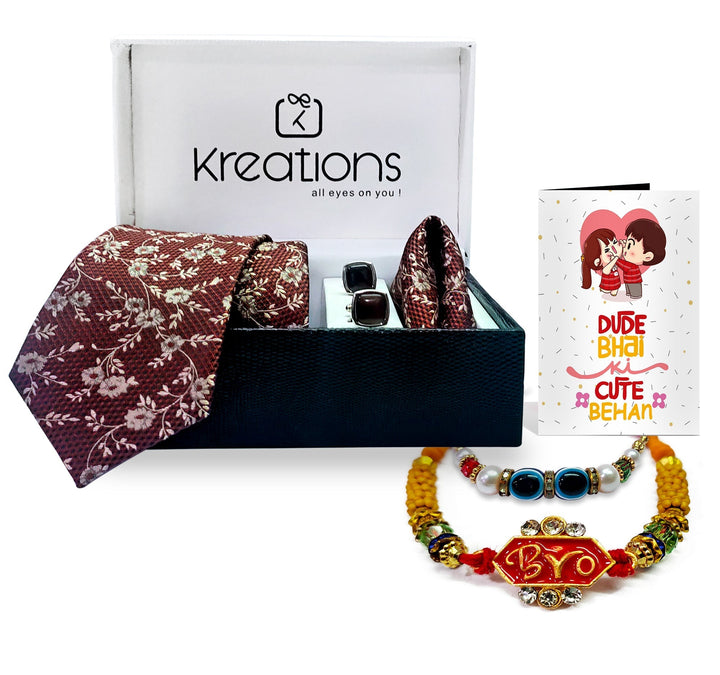 Rakhi with Tie Gift Combo Set Puja Store Online Pooja Items Online Puja Samagri Pooja Store near me www.satvikstore.in