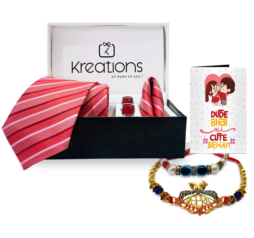 Rakhi with Tie Gift Combo Set Puja Store Online Pooja Items Online Puja Samagri Pooja Store near me www.satvikstore.in