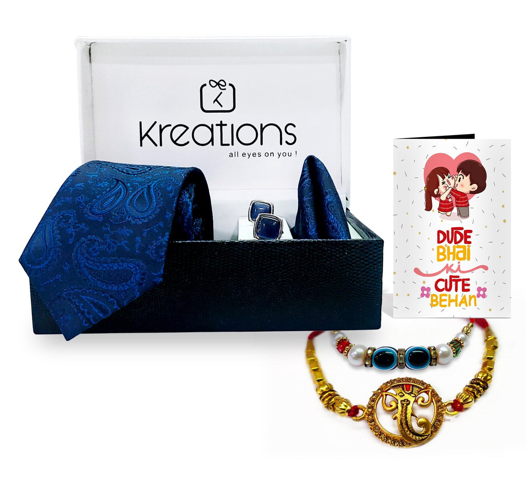 Rakhi with Tie Gift Combo Set Puja Store Online Pooja Items Online Puja Samagri Pooja Store near me www.satvikstore.in