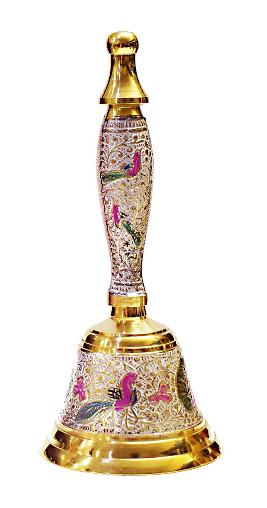 Beautiful Handcrafted White Brass Puja Metal Bell Puja Store Online Pooja Items Online Puja Samagri Pooja Store near me www.satvikstore.in