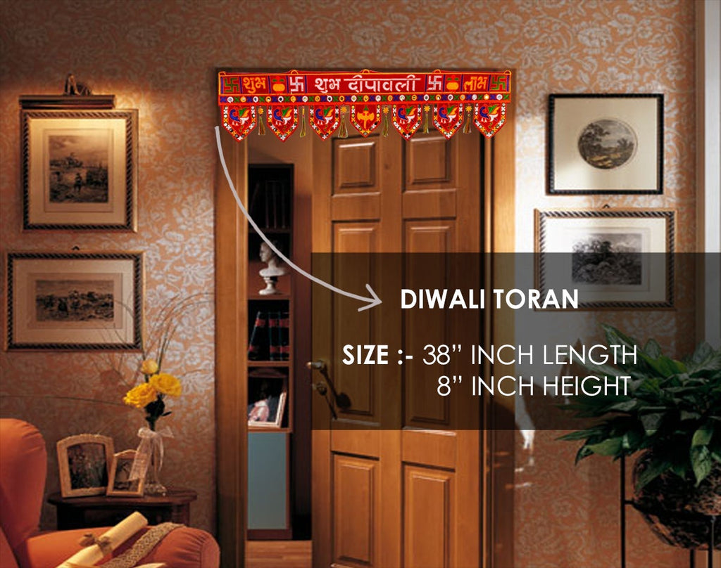 Shubh Deepawali Peacock Toran (Door Valance) Puja Store Online Pooja Items Online Puja Samagri Pooja Store near me www.satvikstore.in