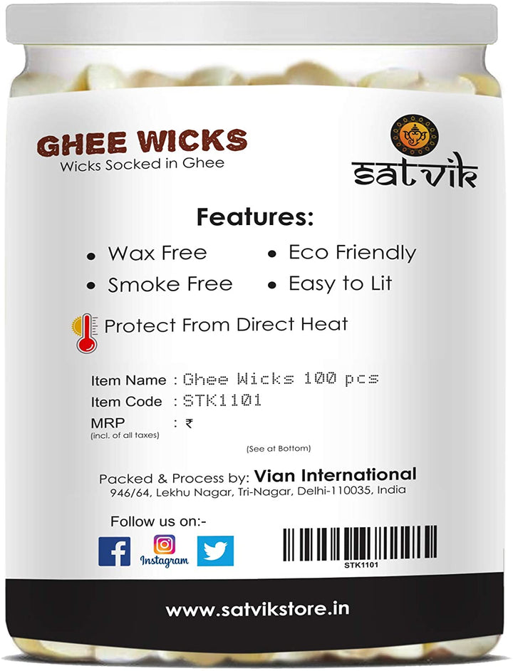 50 Pc Pure Ghee Wicks (Wax Free) Puja Store Online Pooja Items Online Puja Samagri Pooja Store near me www.satvikstore.in