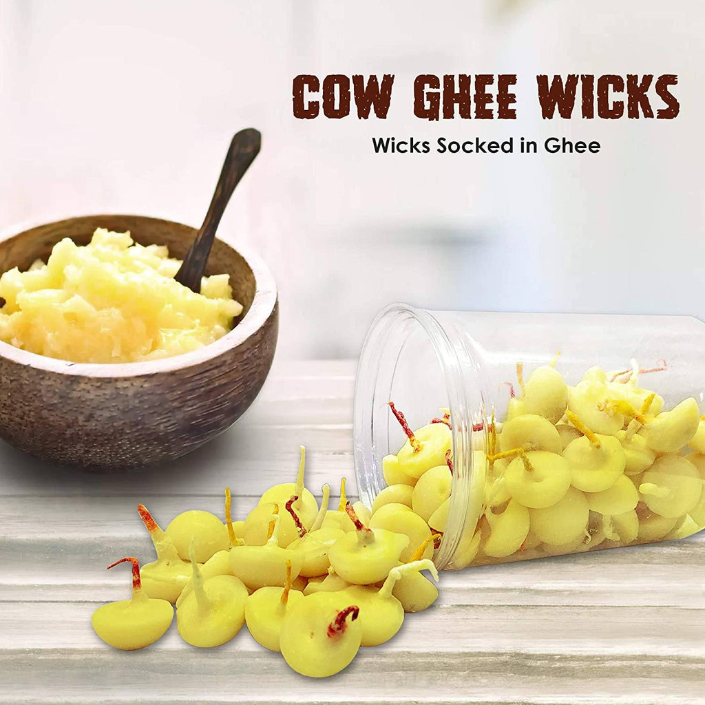 50 Pc Pure Cow Ghee Wicks (Wax Free) Puja Store Online Pooja Items Online Puja Samagri Pooja Store near me www.satvikstore.in