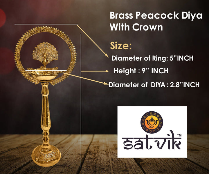 9 Inch Brass Mor Kiran Standing Diya Puja Store Online Pooja Items Online Puja Samagri Pooja Store near me www.satvikstore.in