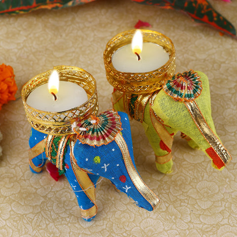 Eye-Catching Handcrafted Elephant Tea Light Holder – A beautifully designed tea light holder featuring an intricately detailed elephant, symbolizing strength and wisdom. India’s Largest Pooja Accessories Brand – www.satvikstore.in