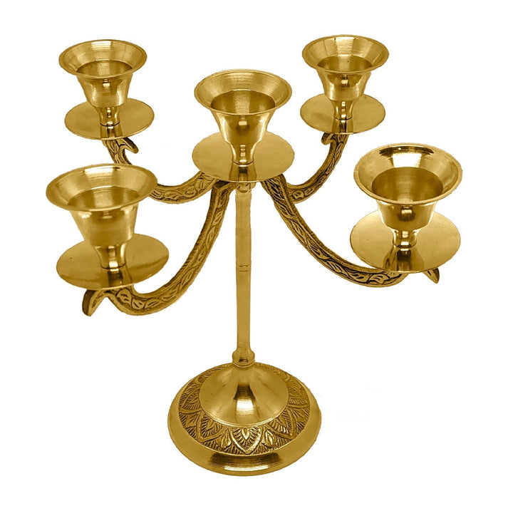 Brass 5 Pc Retro Candle Stand Puja Store Online Pooja Items Online Puja Samagri Pooja Store near me www.satvikstore.in