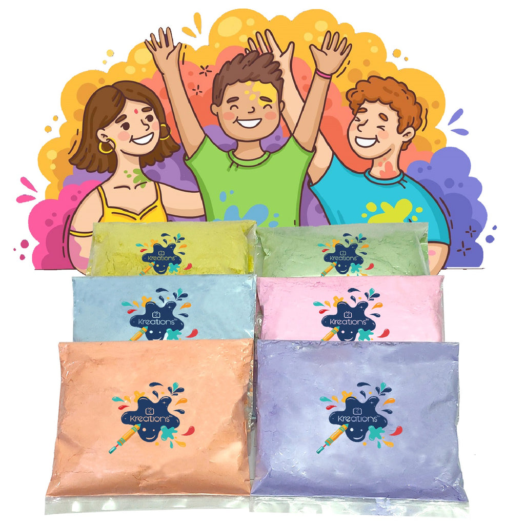 6 Pc Set of Skin Friendly Holi Colors Puja Store Online Pooja Items Online Puja Samagri Pooja Store near me www.satvikstore.in