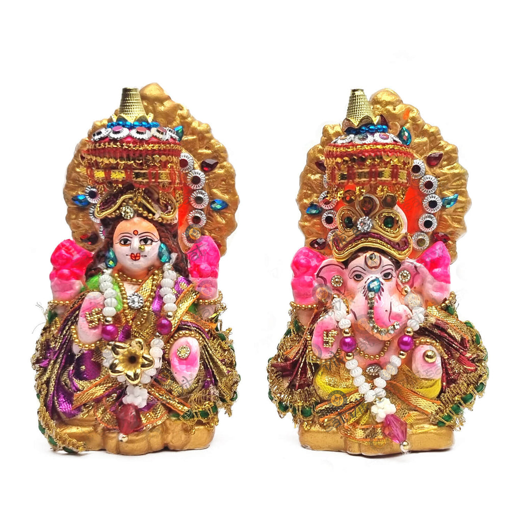 Lakshmi Ganesha Traditional Clay Statue Puja Store Online Pooja Items Online Puja Samagri Pooja Store near me www.satvikstore.in