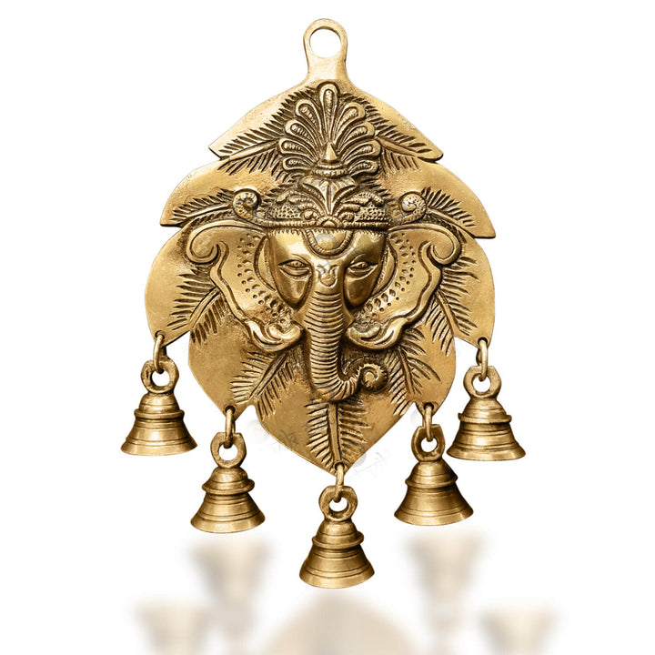 Brass Decorative Ganesh Wall Hanging (Leaf Shape) Puja Store Online Pooja Items Online Puja Samagri Pooja Store near me www.satvikstore.in