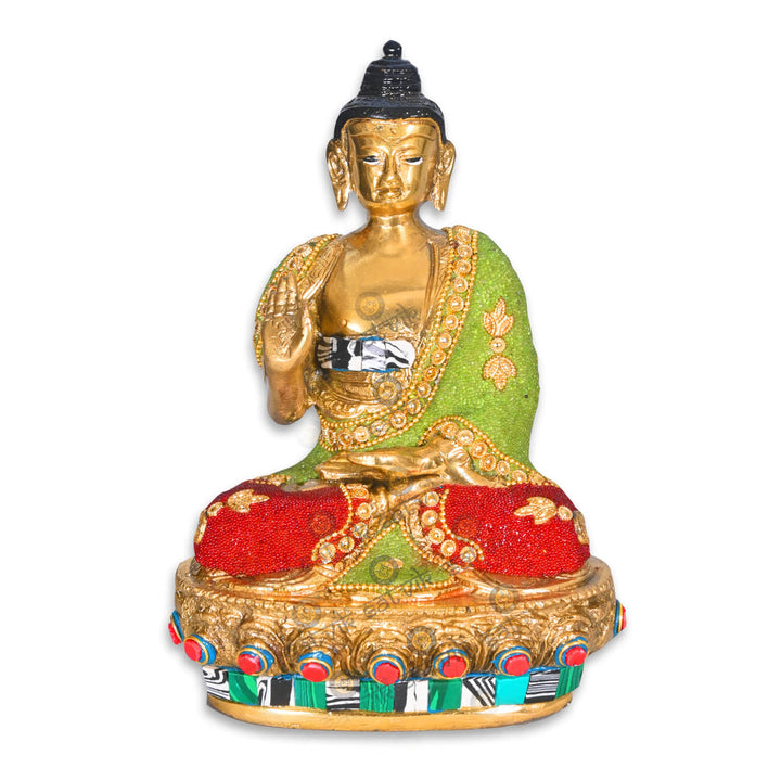 Brass Gautam Buddha Idol with Stone Finish Puja Store Online Pooja Items Online Puja Samagri Pooja Store near me www.satvikstore.in